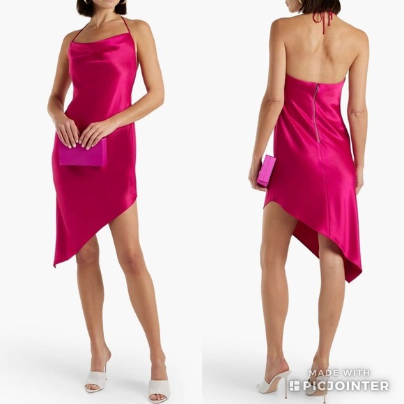Alice + Olivia Fuchsia Asymmetrical Mini Dress - Picture 1 of 7